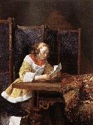 TERBORCH, Gerard A Lady Reading a Letter eart oil on canvas
